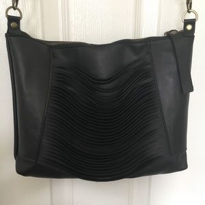 Black fringe & tassel leather shoulder bag